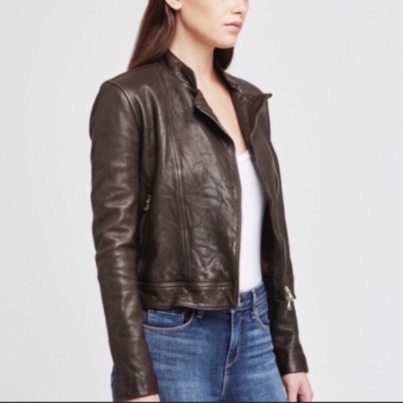 L'AGENCE Jackets & Blazers - NWT L’Agence Brown Devon Moto Jacket Zips
